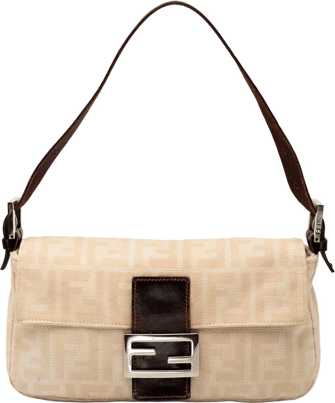 Fendi Zucca Canvas Baguette, från Luxclusif, i färgen beige.