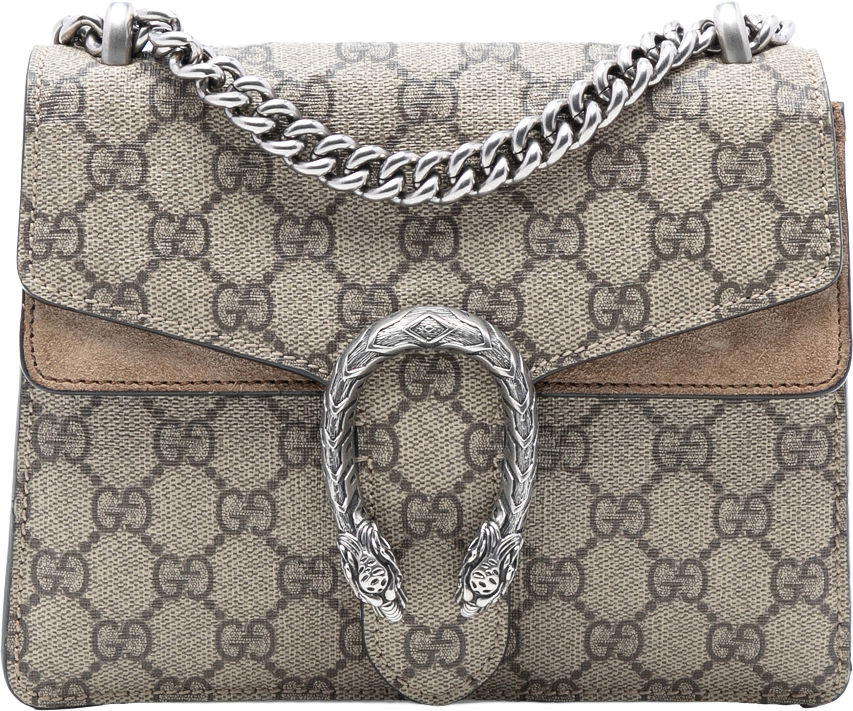 Gucci Small Gg Supreme Dionysus Crossbody, från Luxclusif, i färgen beige.