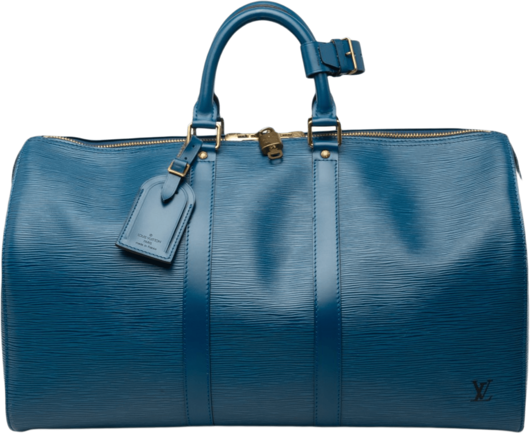 Louis Vuitton Epi Keepall 45, från Luxclusif, i färgen blå.