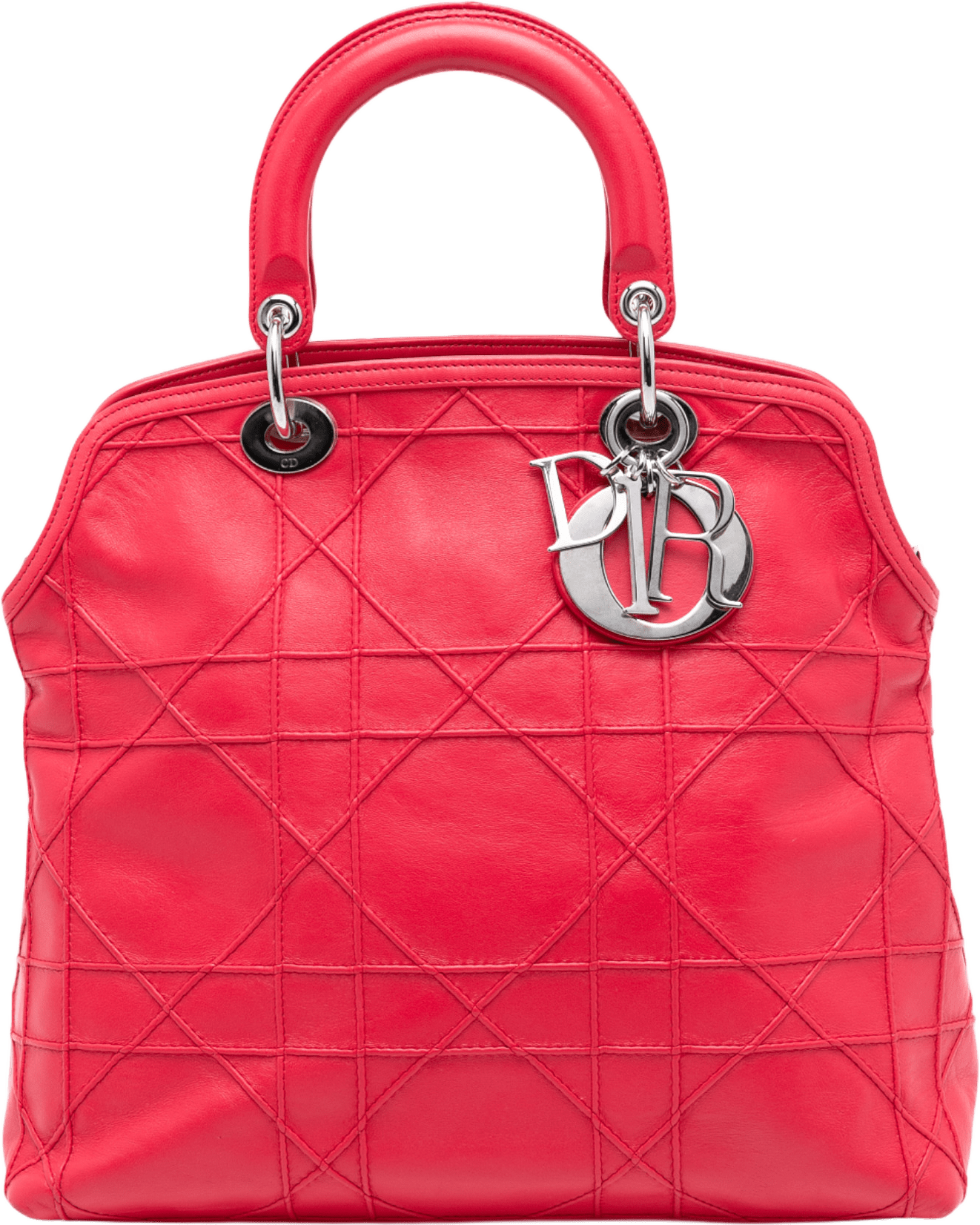 Dior Medium Lambskin Cannage Polochon Granville Satchel, från Luxclusif, i färgen red.