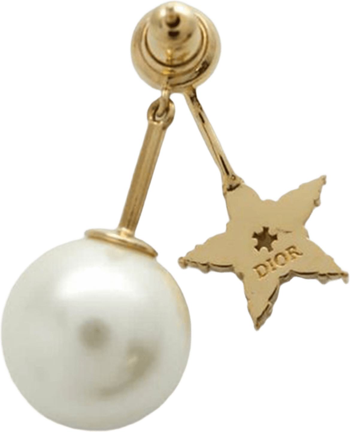 Dior Gold Plated Crystal And Faux Pearl My Abcdior Tribales Single Earring, från Luxclusif, i färgen gold.