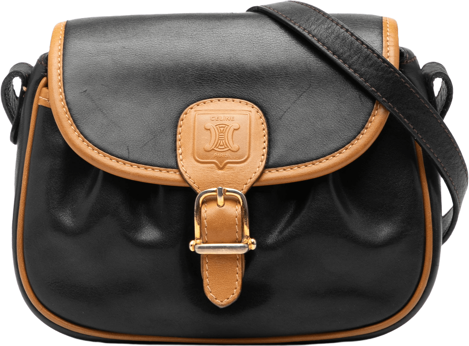 Celine Leather Crossbody, från Luxclusif, i färgen black.