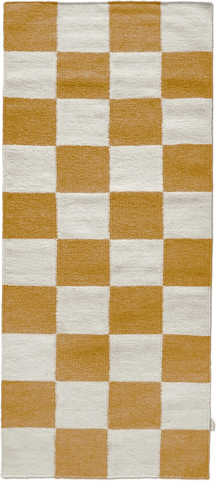 Gångmatta Squares 80x240 cm, från Classic Collection, i färgen vit/gul.