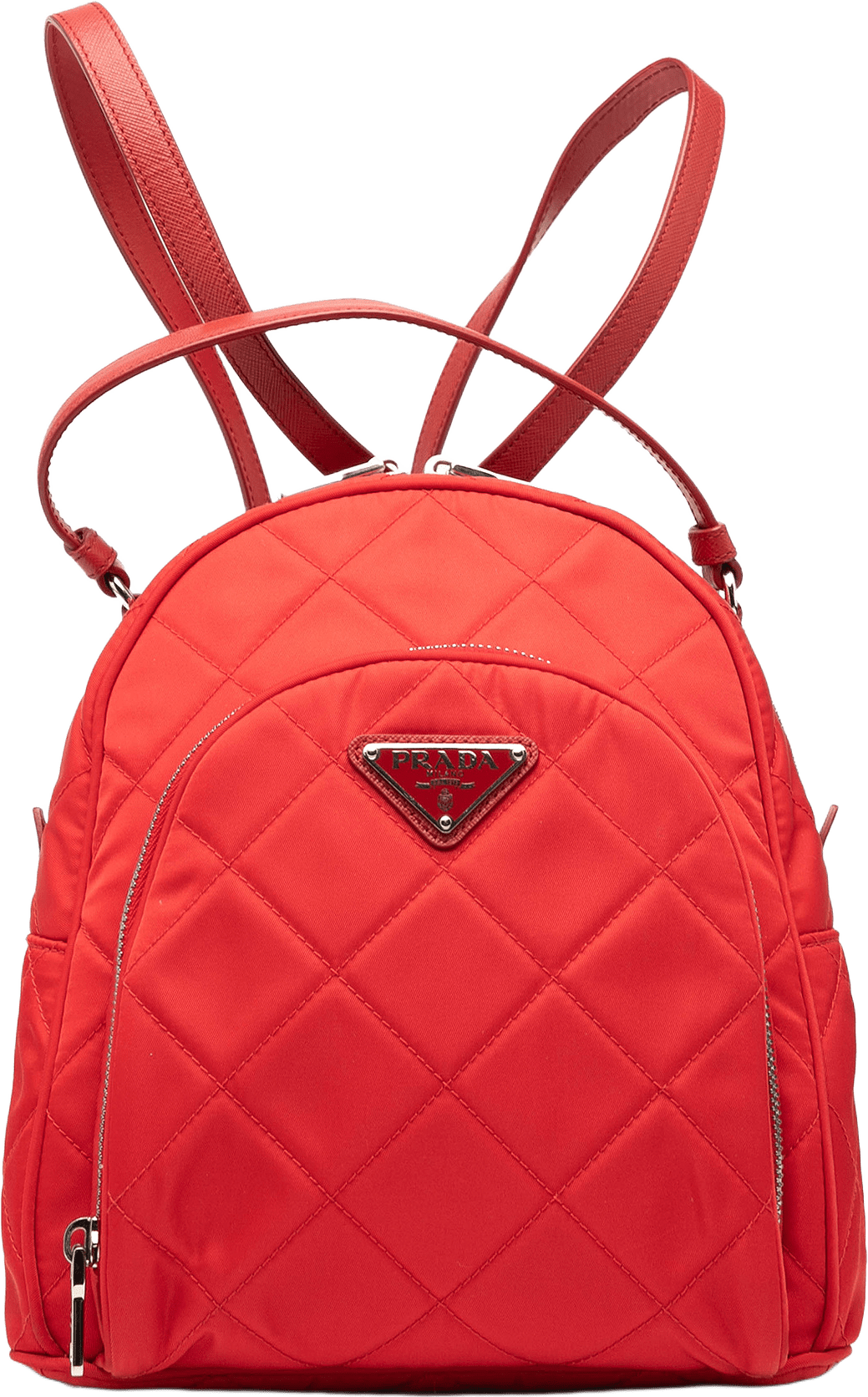 Prada Impuntu Tessuto Backpack, från Luxclusif, i färgen red.