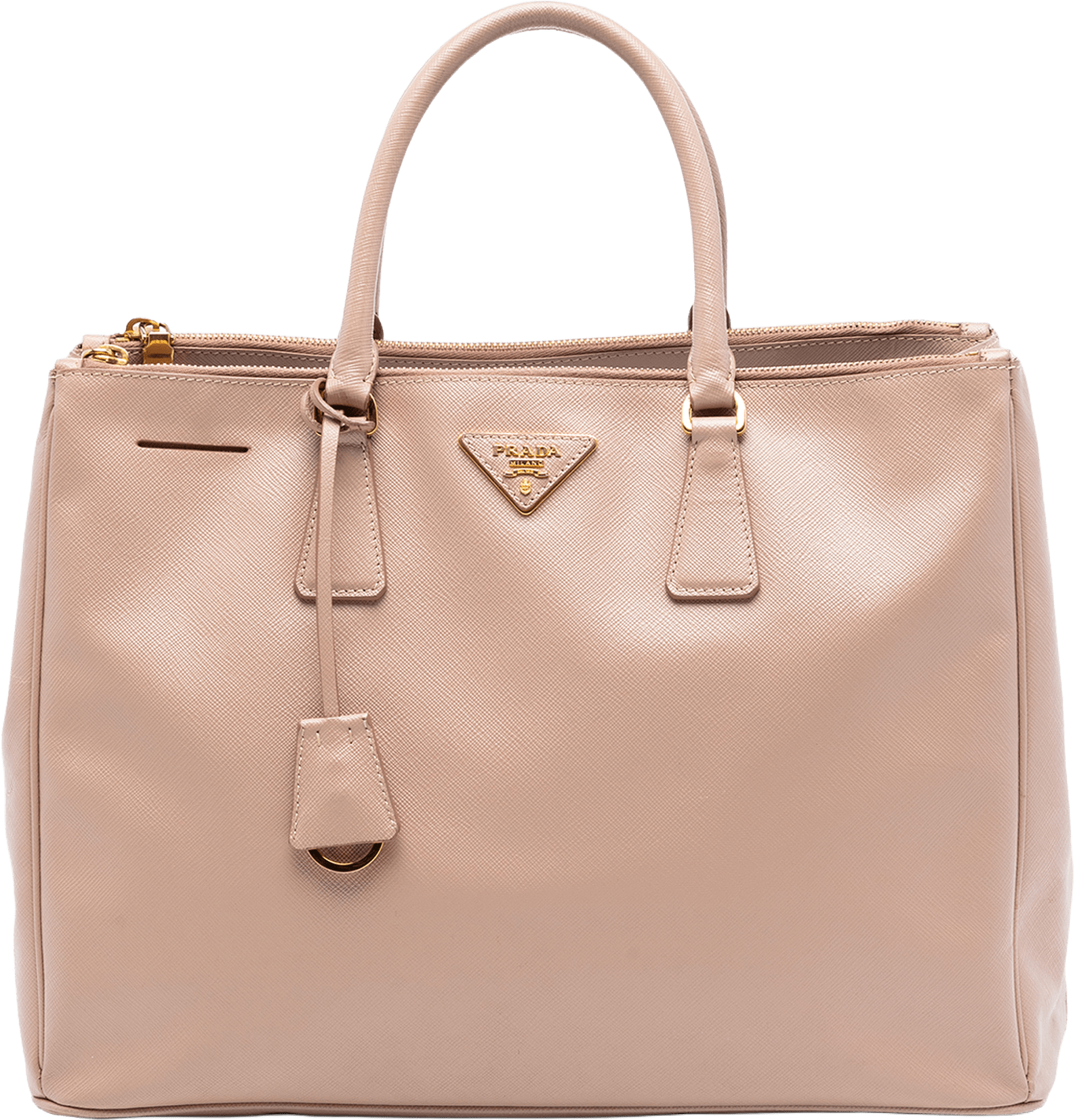 Prada Large Saffiano Lux Galleria Double Zip Tote, från Luxclusif, i färgen nude.