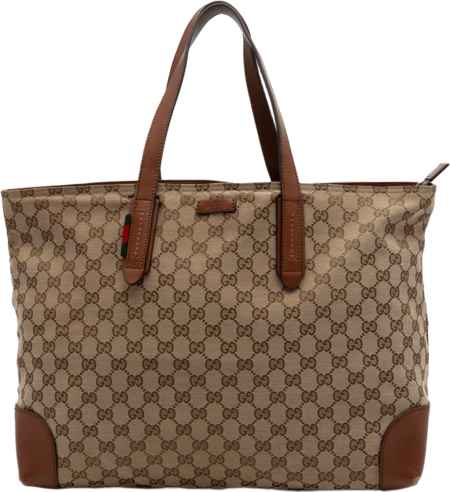 Gucci Gg Canvas Web Tote, från Luxclusif, i färgen beige.
