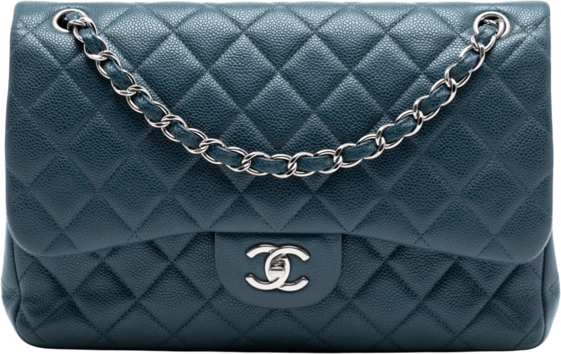 Chanel Jumbo Classic Caviar Double Flap, från Luxclusif, i färgen blue.