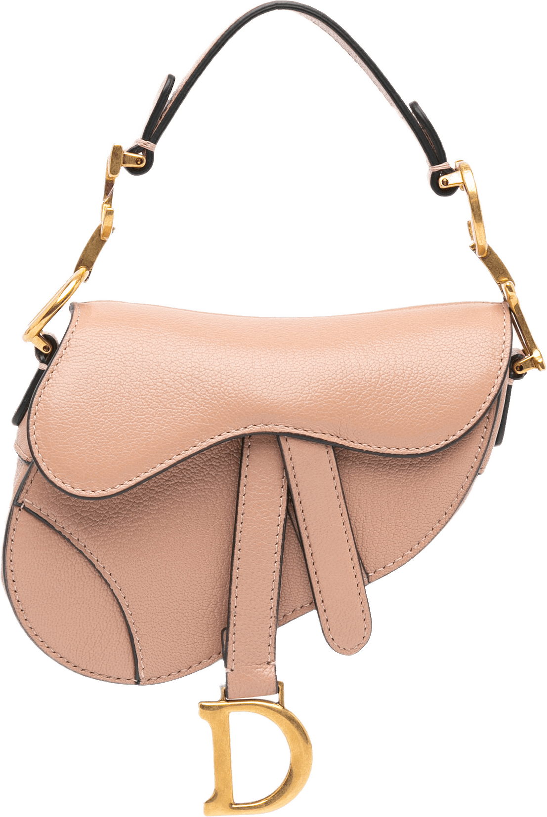 Dior Micro Goatskin Saddle, från Luxclusif, i färgen nude.