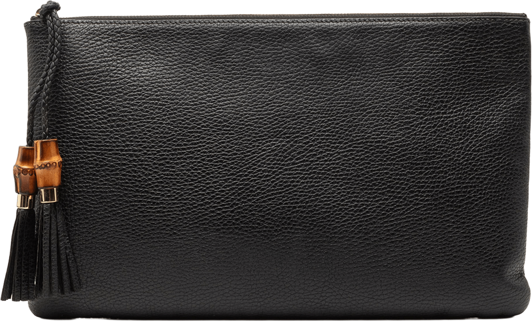 Gucci Calfskin Bamboo Tassel Clutch, från Luxclusif, i färgen black.