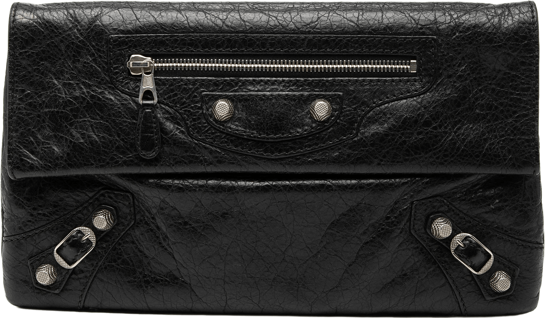 Balenciaga Lambskin Motocross Giant 12 Envelope Clutch, från Luxclusif, i färgen black.