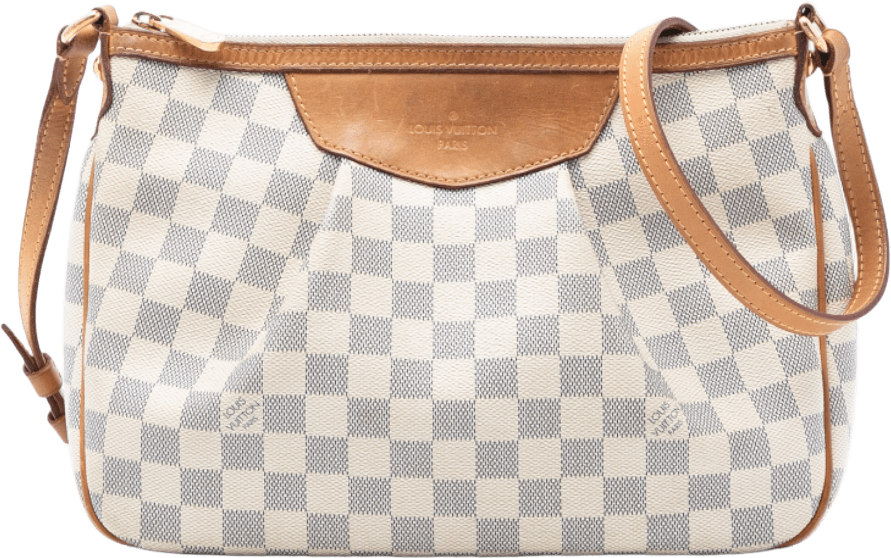 Louis Vuitton Damier Azur Siracusa Pm, från Luxclusif, i färgen white.