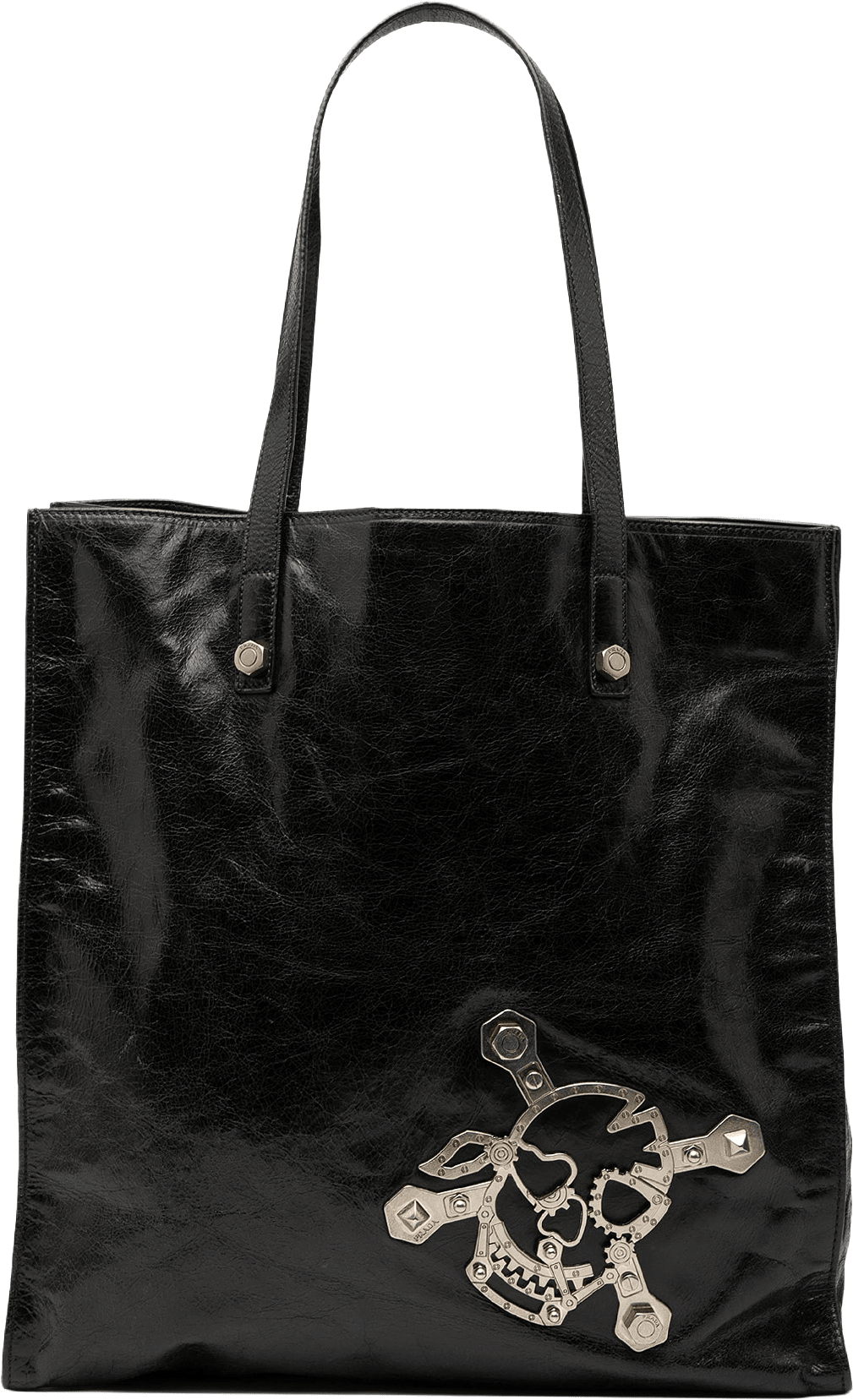 Prada Nappa Leather Antique Skull Tote, från Luxclusif, i färgen black.