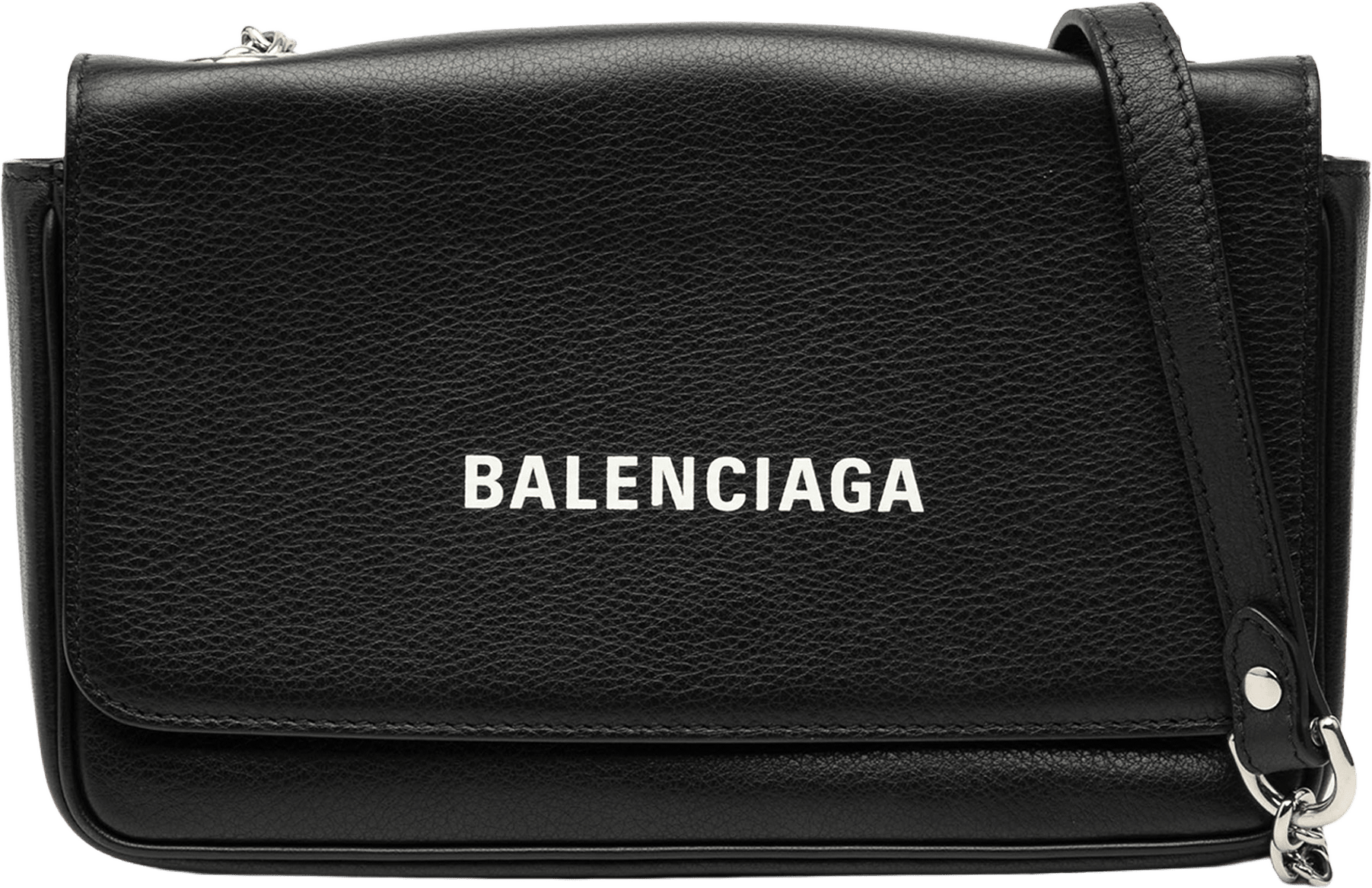 Balenciaga Leather Everyday Wallet On Chain, från Luxclusif, i färgen black.
