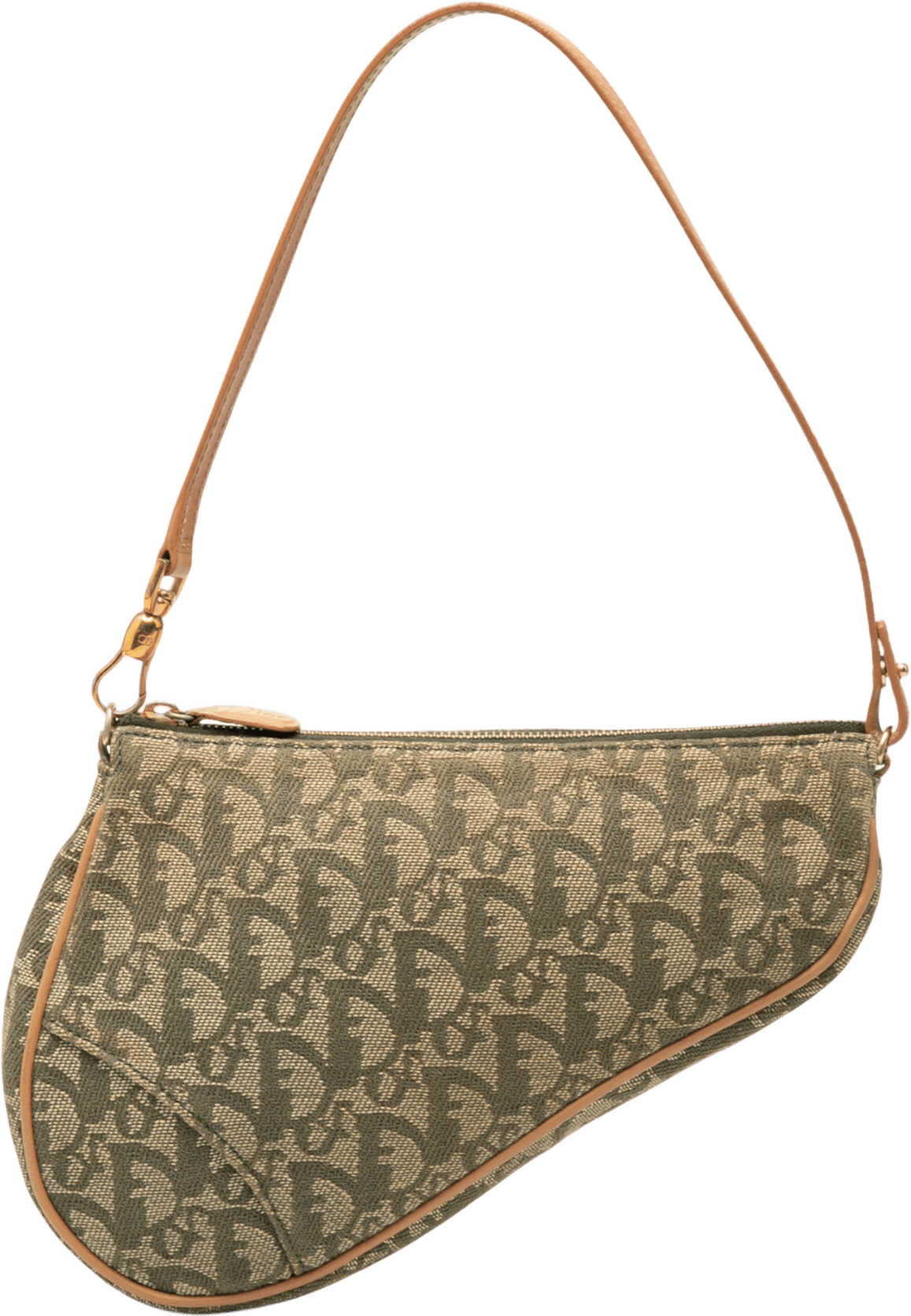 Dior Mini Diorissimo Canvas Saddle Pochette, från Luxclusif, i färgen green.