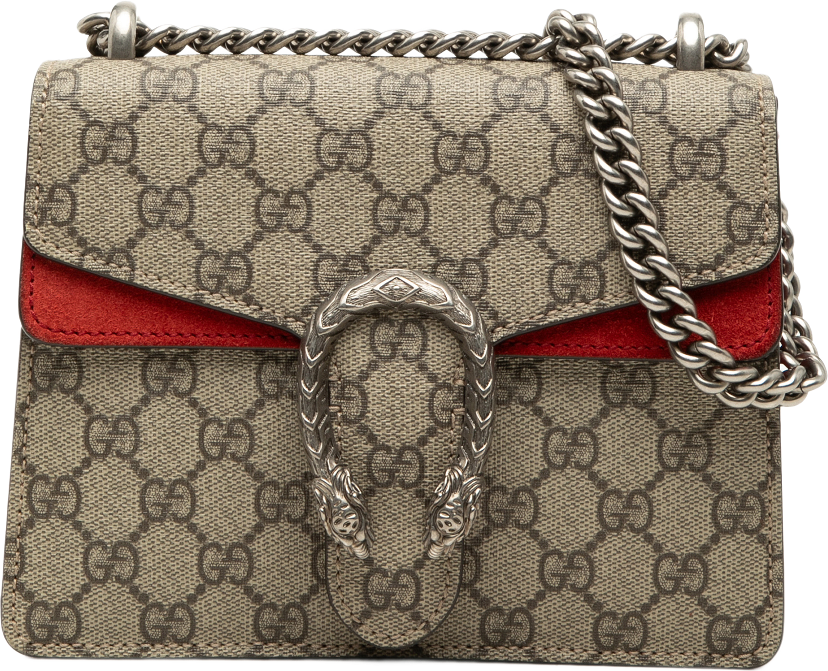 Gucci Small Gg Supreme Dionysus Crossbody, från Luxclusif, i färgen röd.