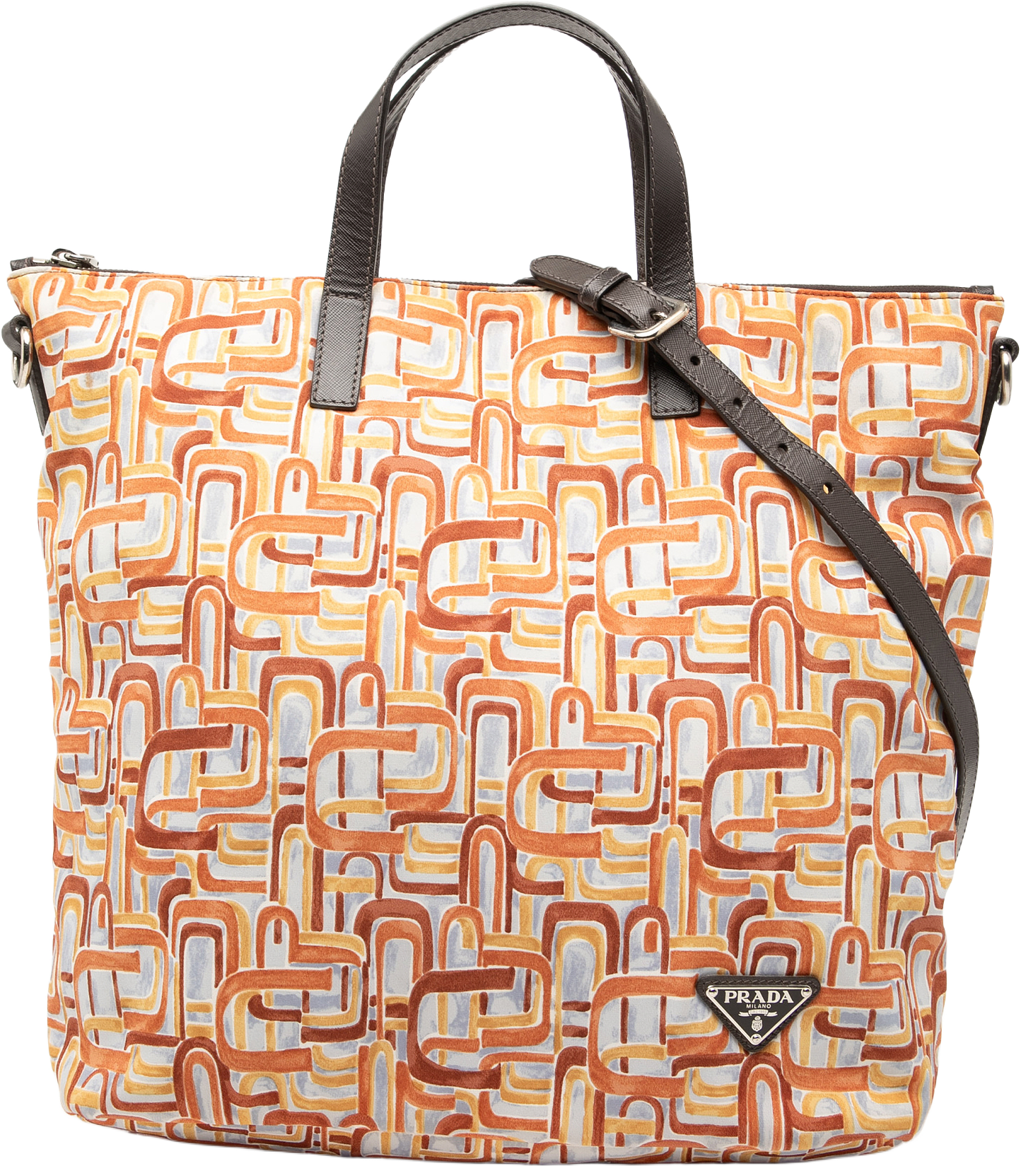 Prada Tessuto Stampato Satchel, från Luxclusif, i färgen orange.