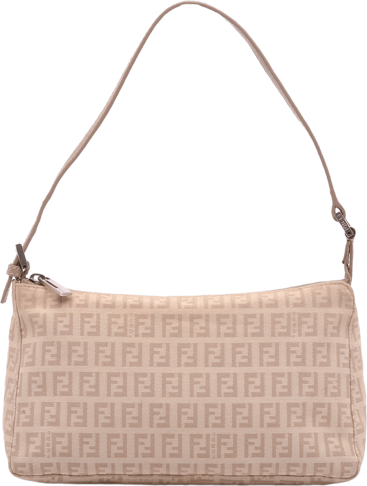 Fendi Zucchino Canvas Pochette, från Luxclusif, i färgen light beige.