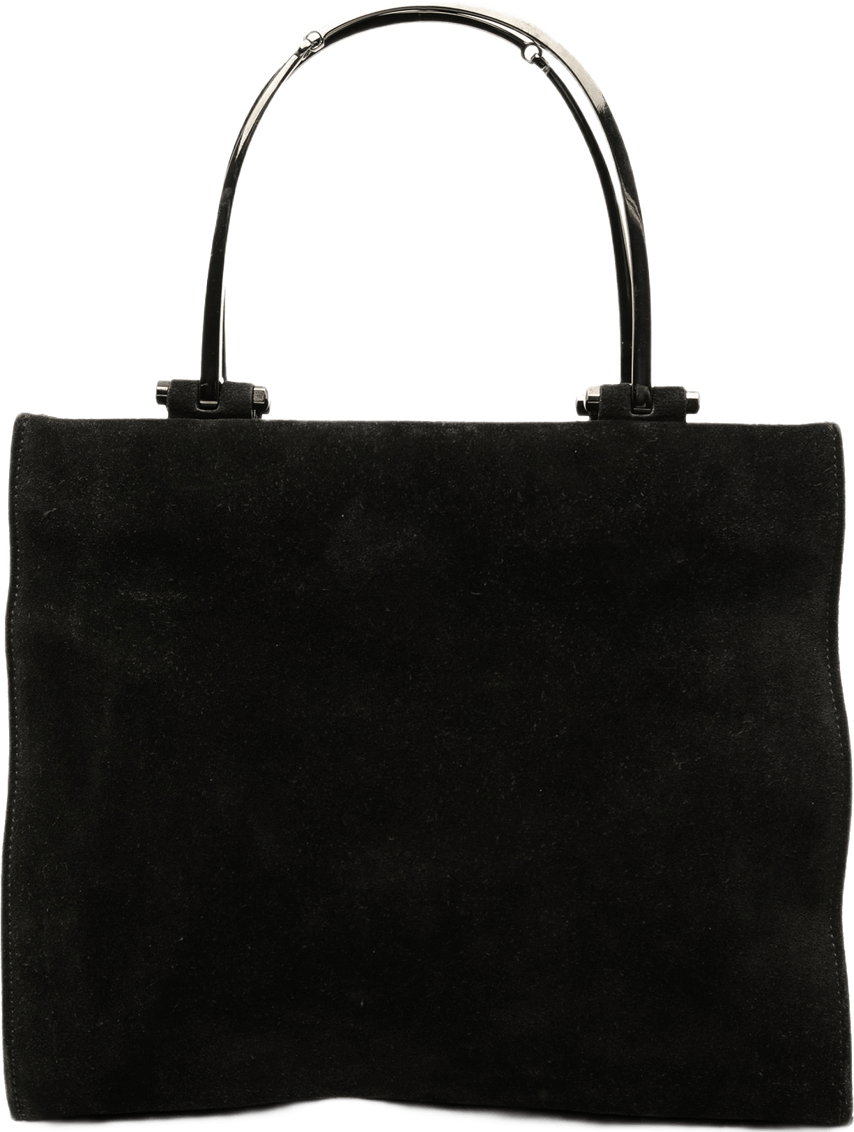Gucci Suede Metal Handle Bag, från Luxclusif, i färgen svart.