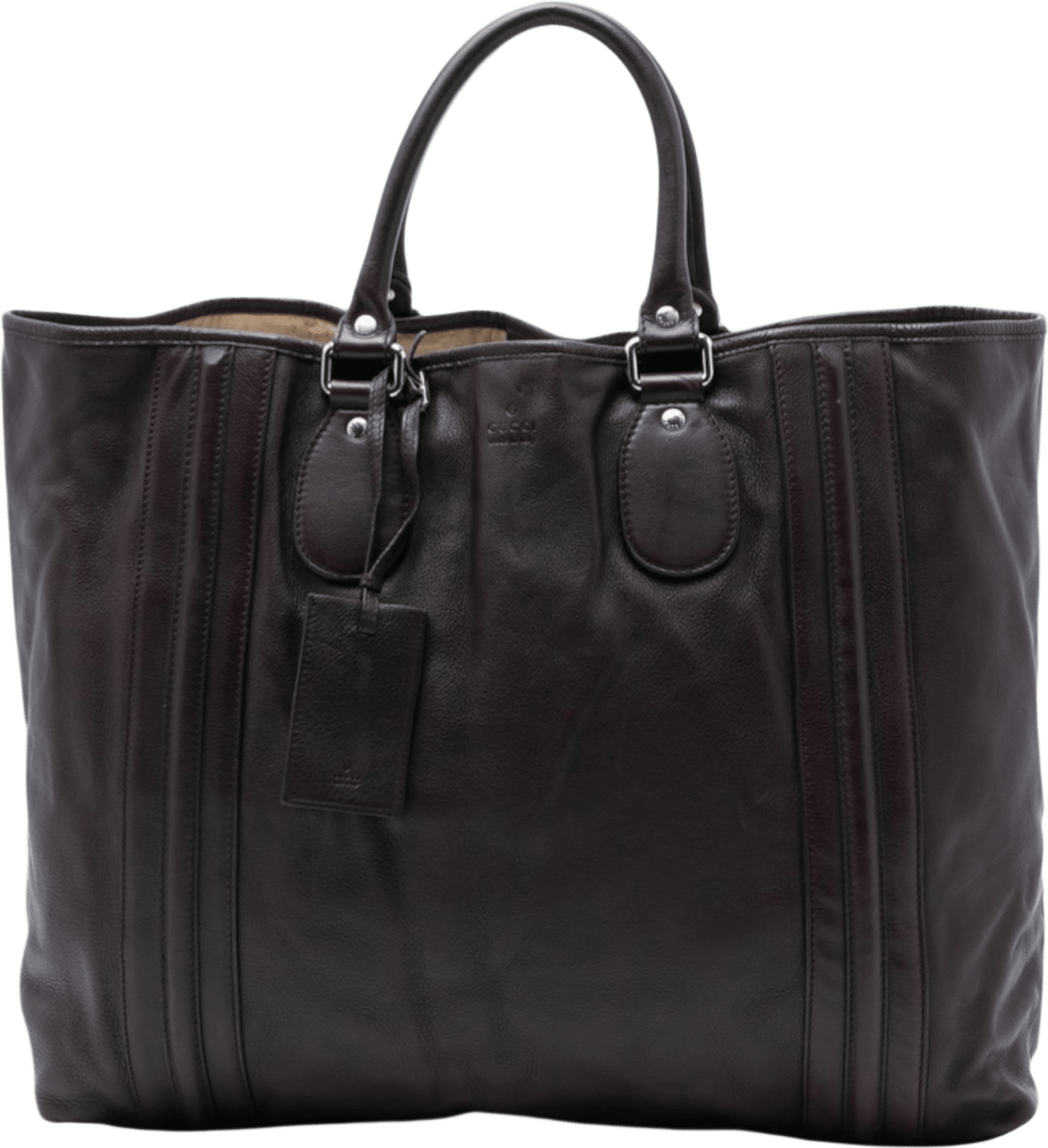 Gucci Leather Tote, från Luxclusif, i färgen dark brown.