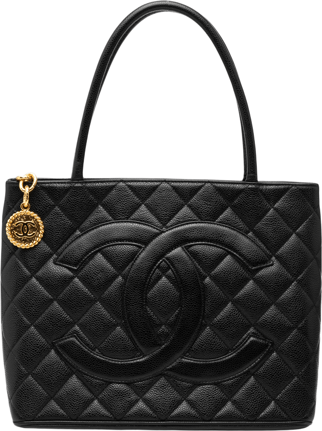 Chanel Caviar Medallion Tote, från Luxclusif, i färgen black.