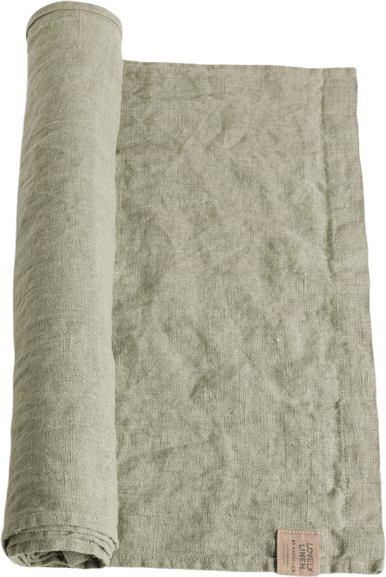 Bordslöpare Lovely - Tvättat Lin, från Lovely Linen, i färgen avocado.