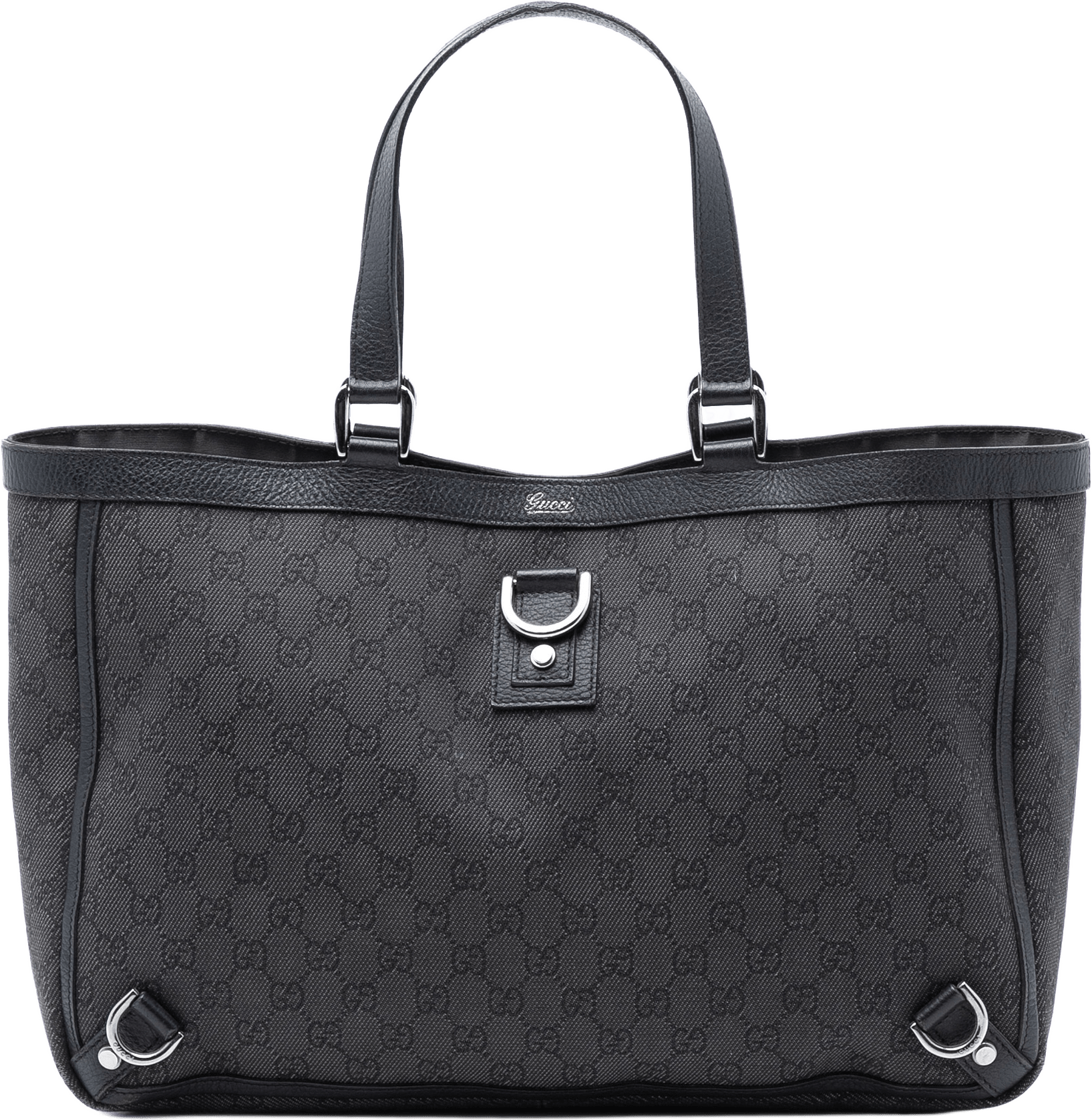 Gucci Gg Denim Abbey D Ring Tote, från Luxclusif, i färgen black.