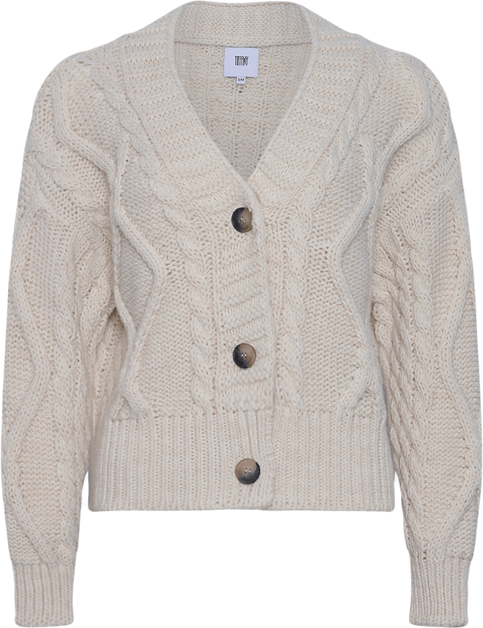 Carla, Cardigan Knit - Off White, från Tiffany, i färgen off white.