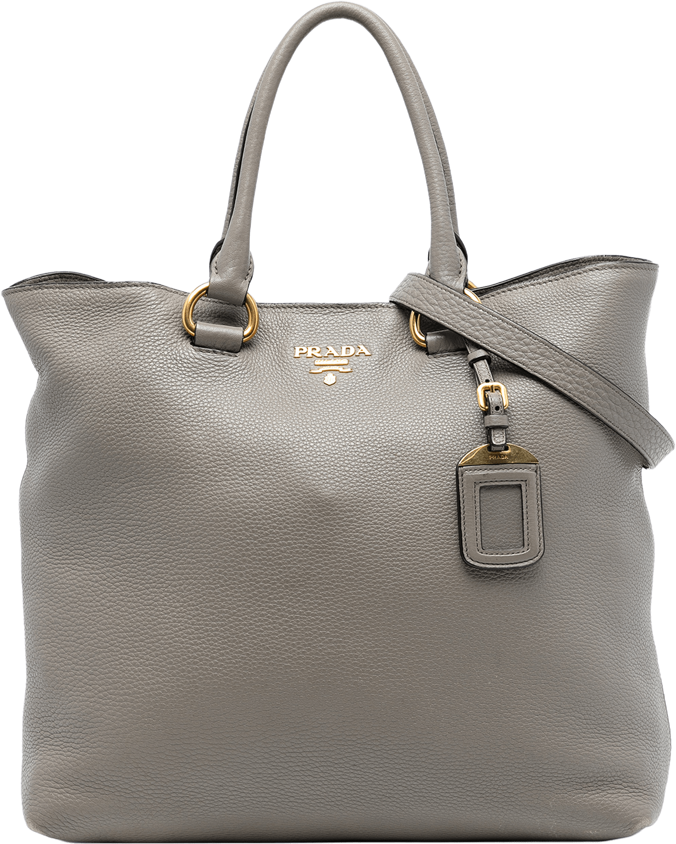 Prada Vitello Daino Open Convertible Tote, från Luxclusif, i färgen gray.
