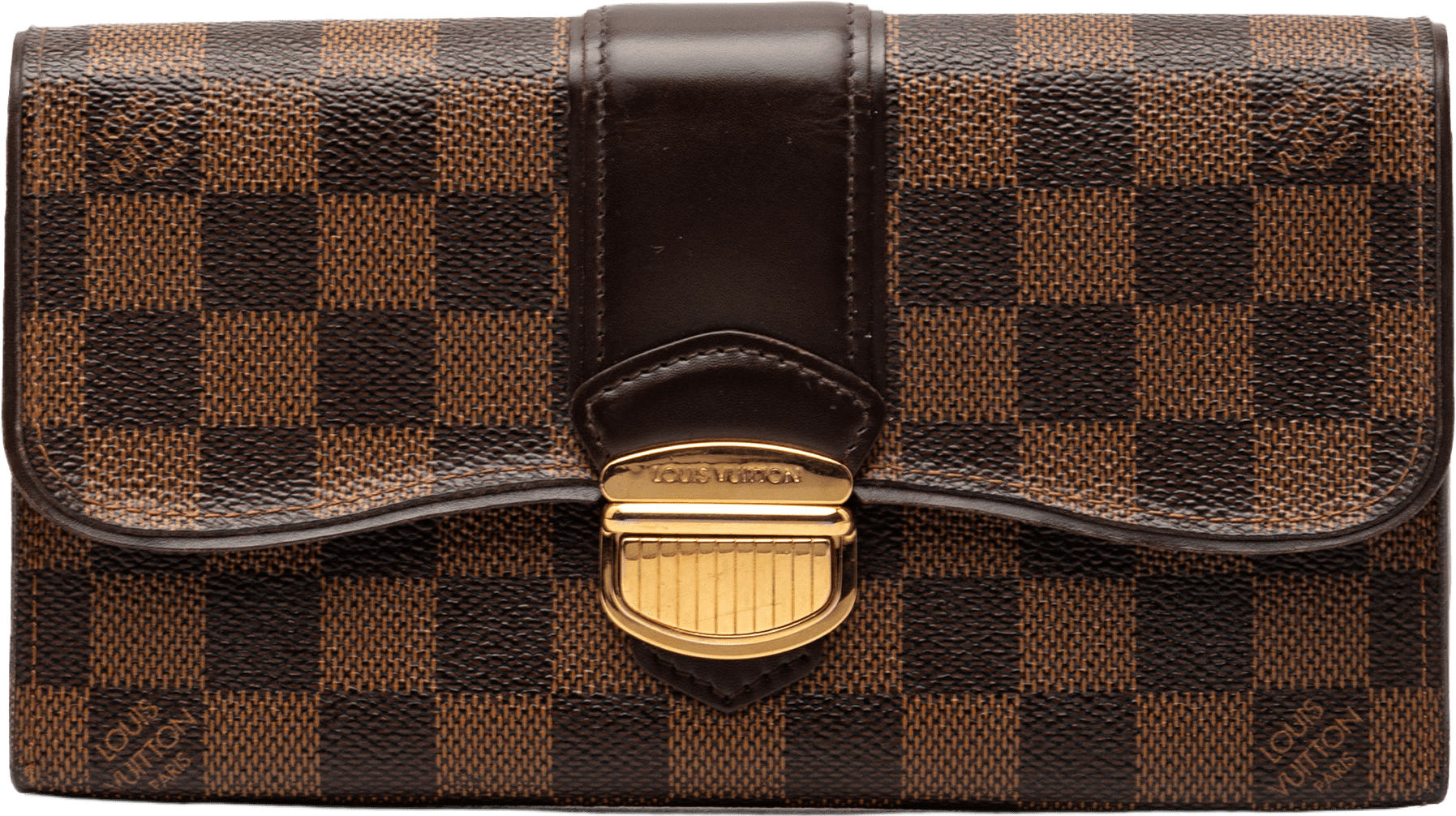 Louis Vuitton Damier Ebene Sistina Portefeuille Wallet, från Luxclusif, i färgen brown.