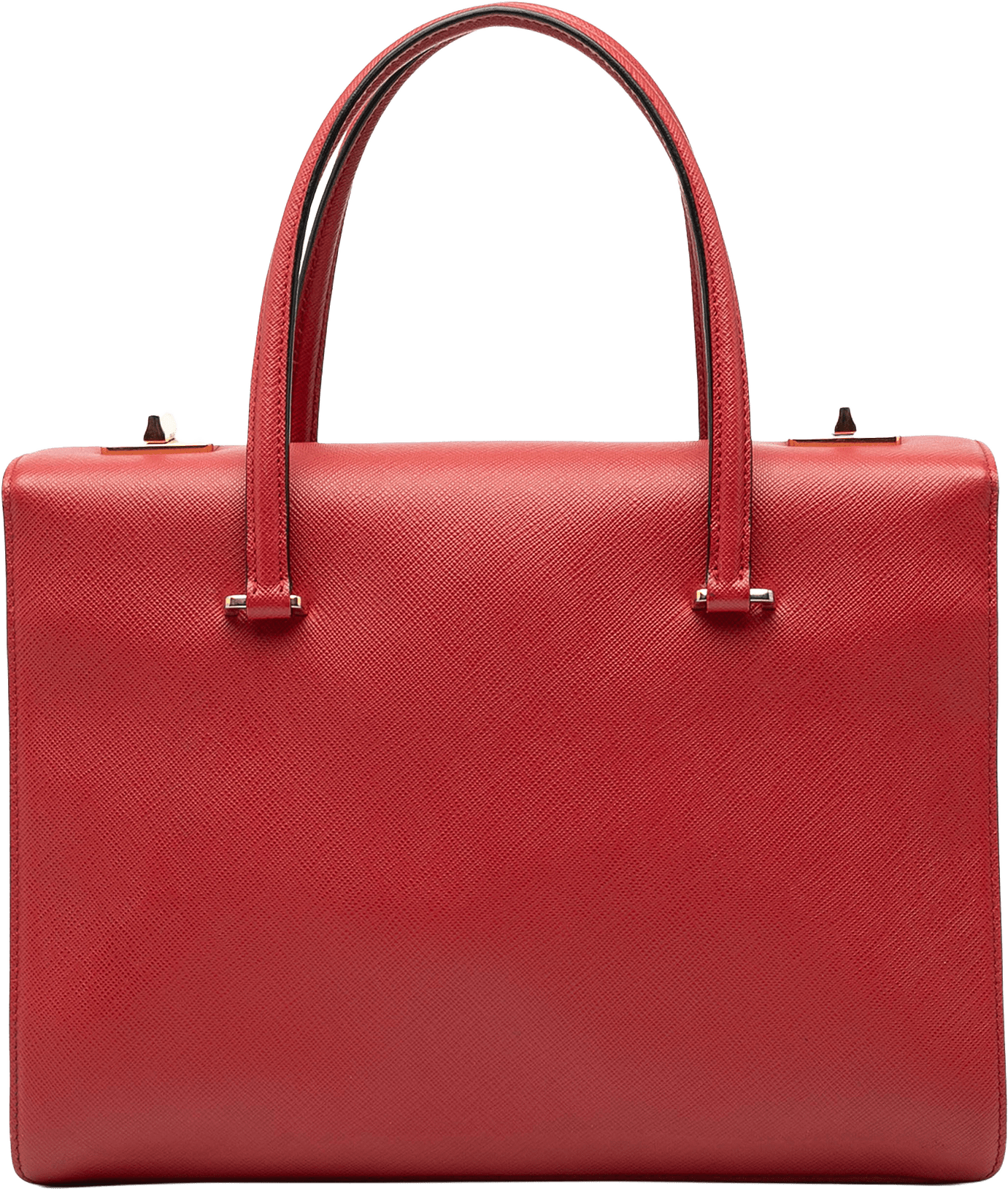 Prada Saffiano Turnlock Handbag, från Luxclusif, i färgen red.