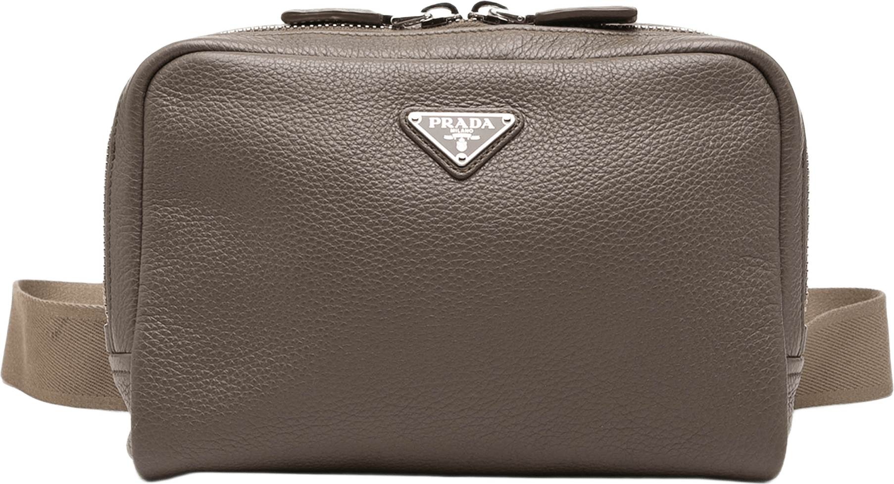 Prada Vitello Daino Zip Belt Bag, från Luxclusif, i färgen brun.