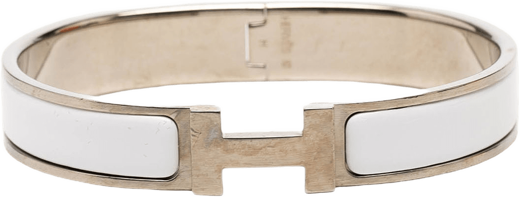 Hermès Narrow Enamel Clic H Bracelet Gm, från Luxclusif, i färgen white.