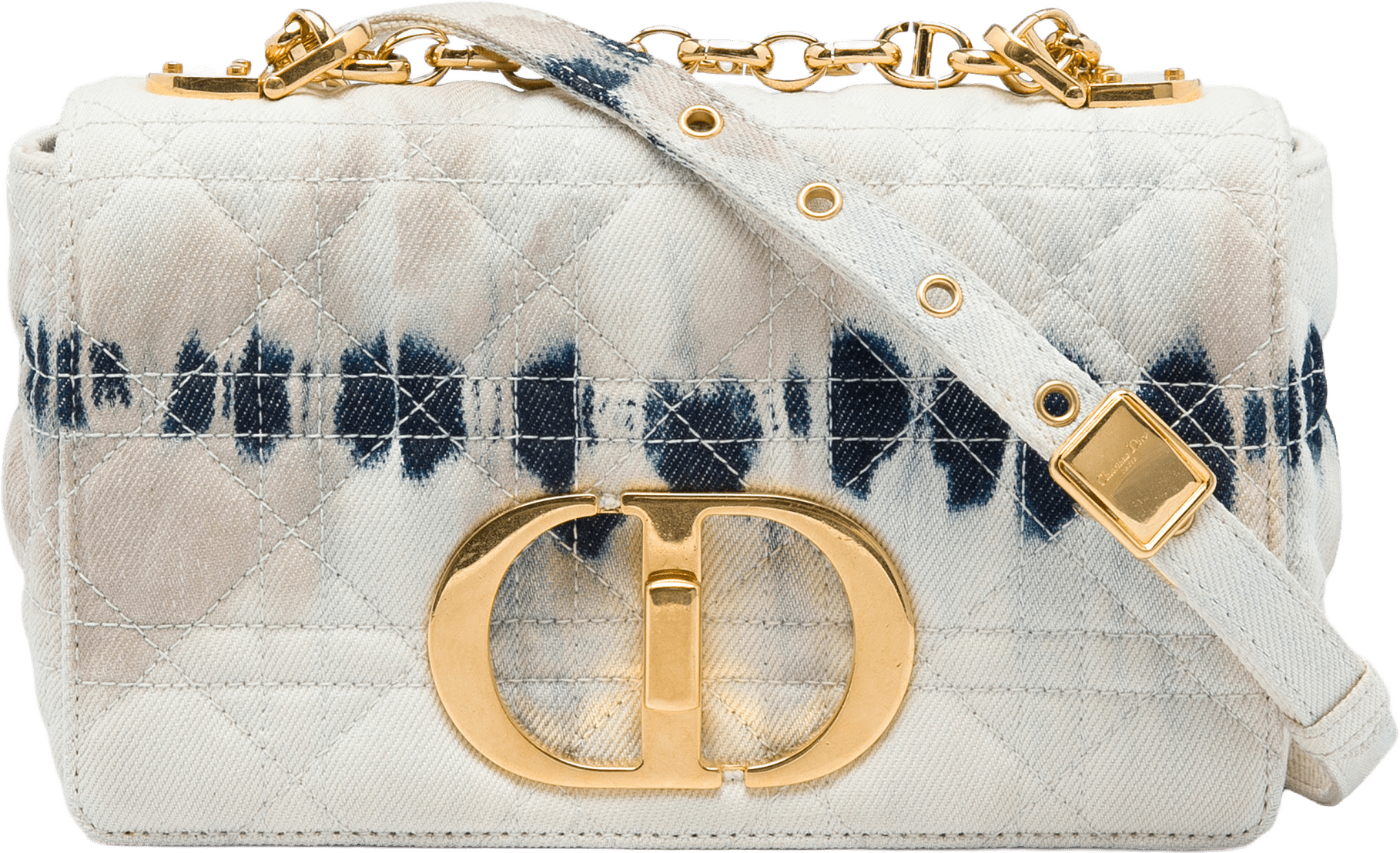 Dior Small Tie Dye Denim Caro Crossbody, från Luxclusif, i färgen vit.