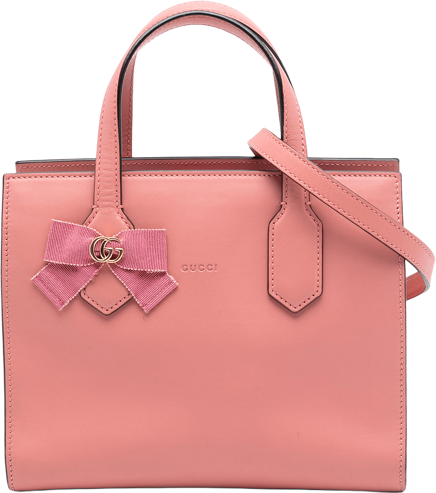 Gucci Leather Gg Ribbon Satchel, från Luxclusif, i färgen pink.