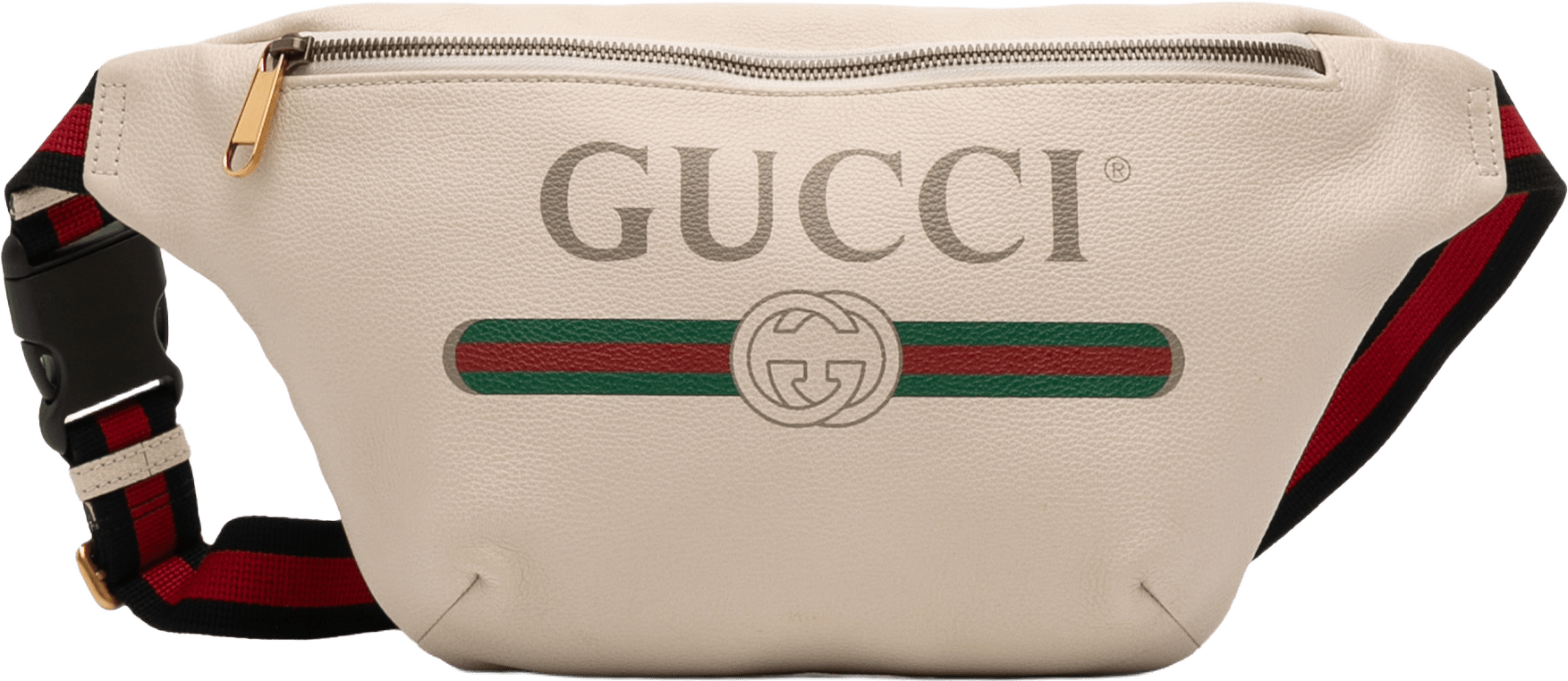 Gucci Leather Logo Belt Bag, från Luxclusif, i färgen white.