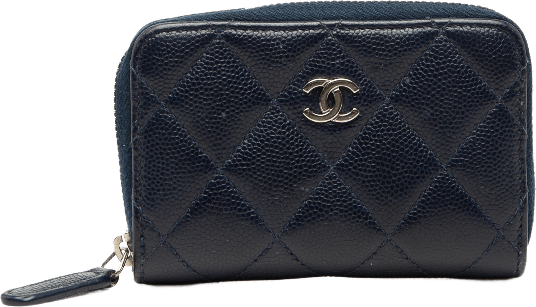 Chanel Cc Quilted Caviar Zip Coin Purse, från Luxclusif, i färgen navy.