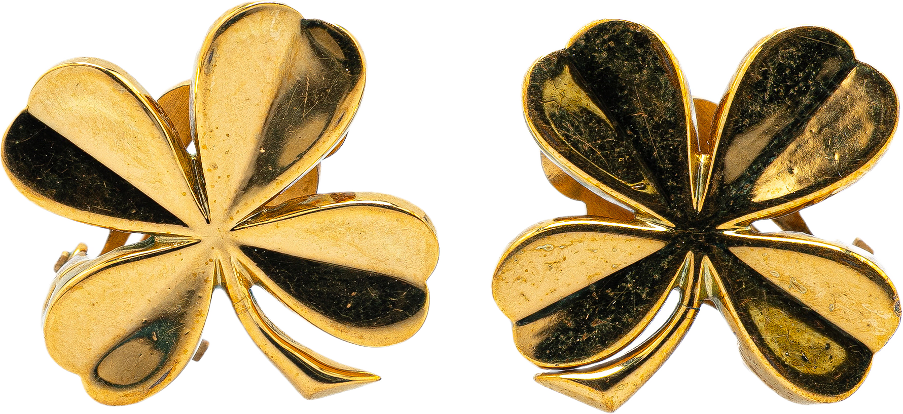 Chanel Gold Plated Clover Clip On Earrings