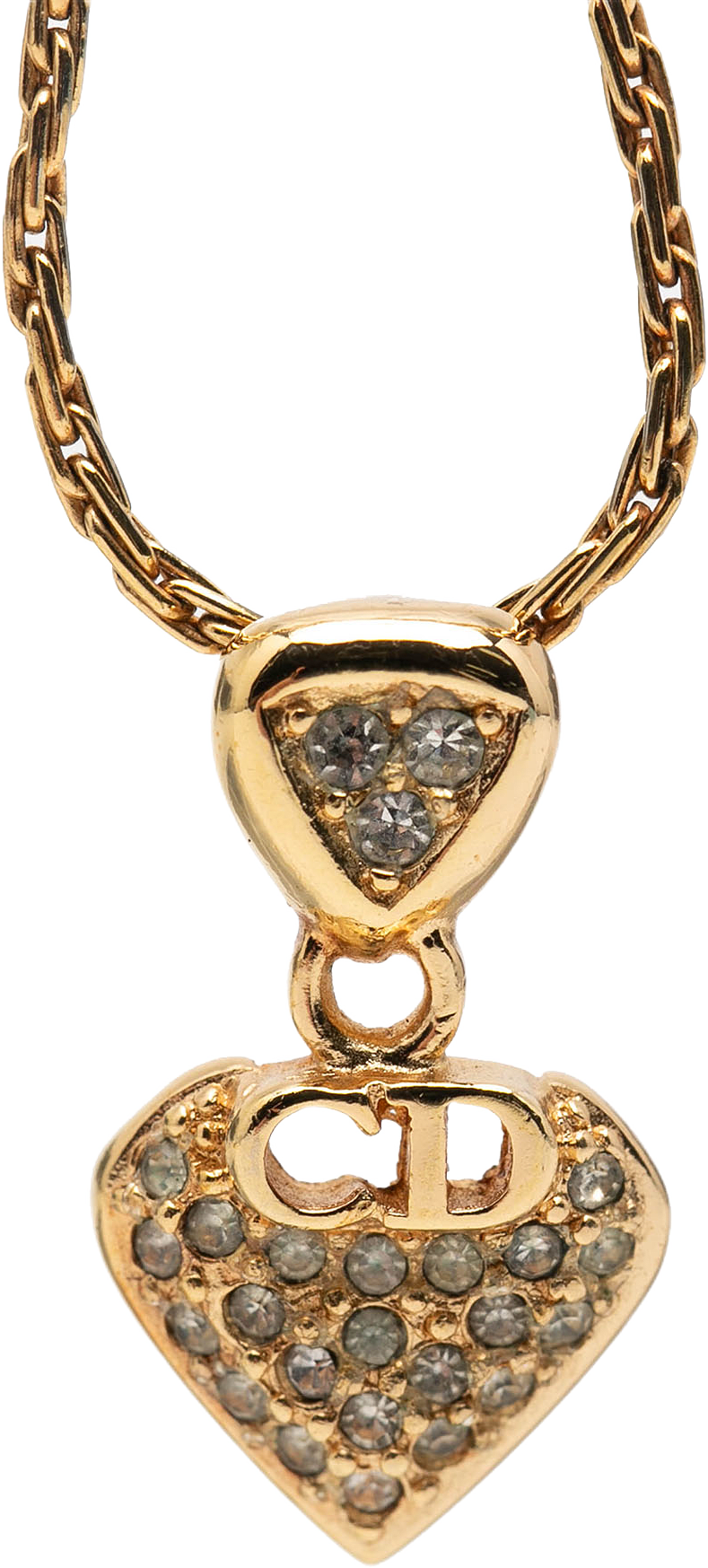 Dior Gold Plated Strass Cd Logo Heart Pendant Necklace, från Luxclusif, i färgen gold.