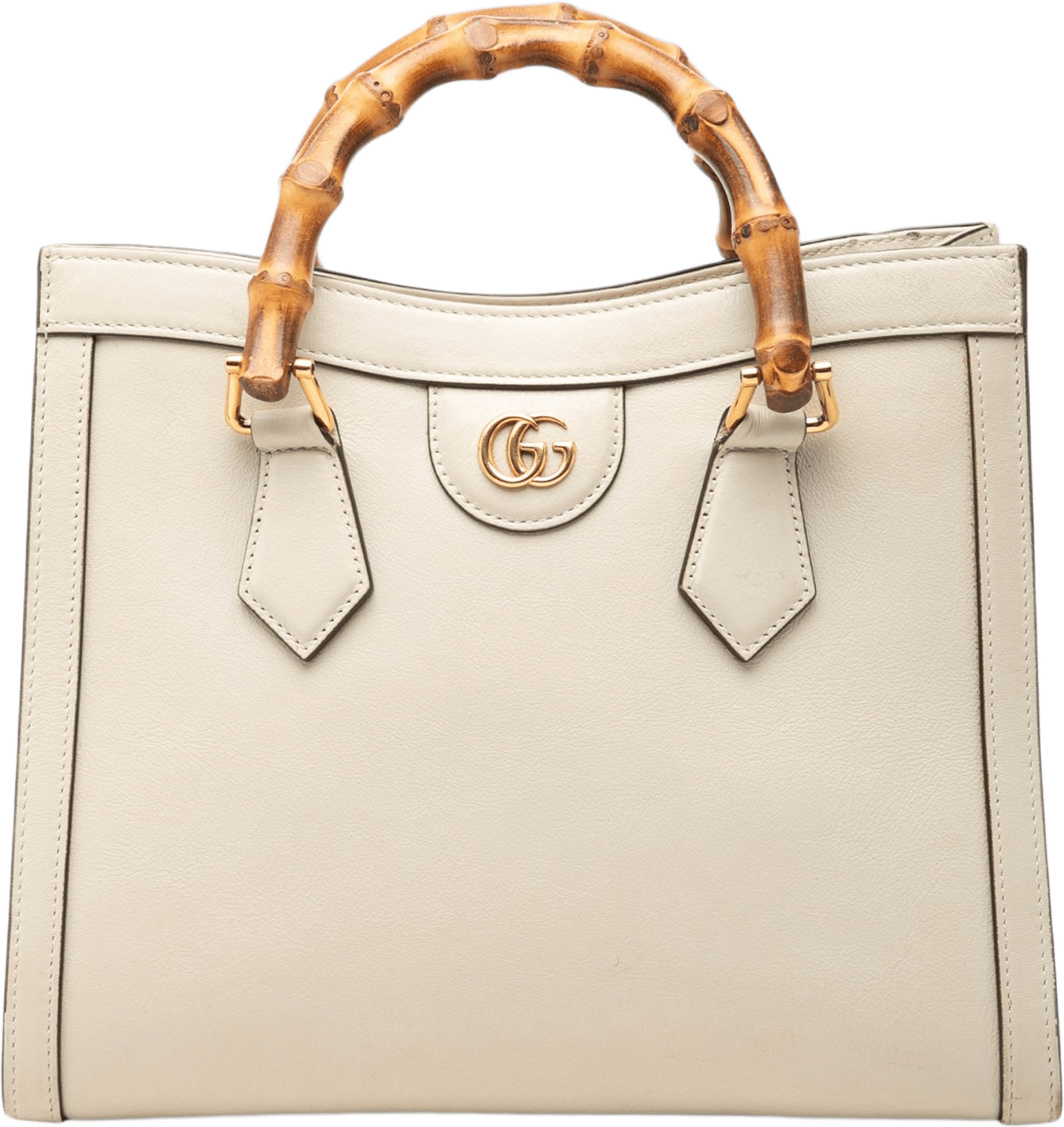 Gucci Medium Calfskin Bamboo Diana Satchel, från Luxclusif, i färgen white.