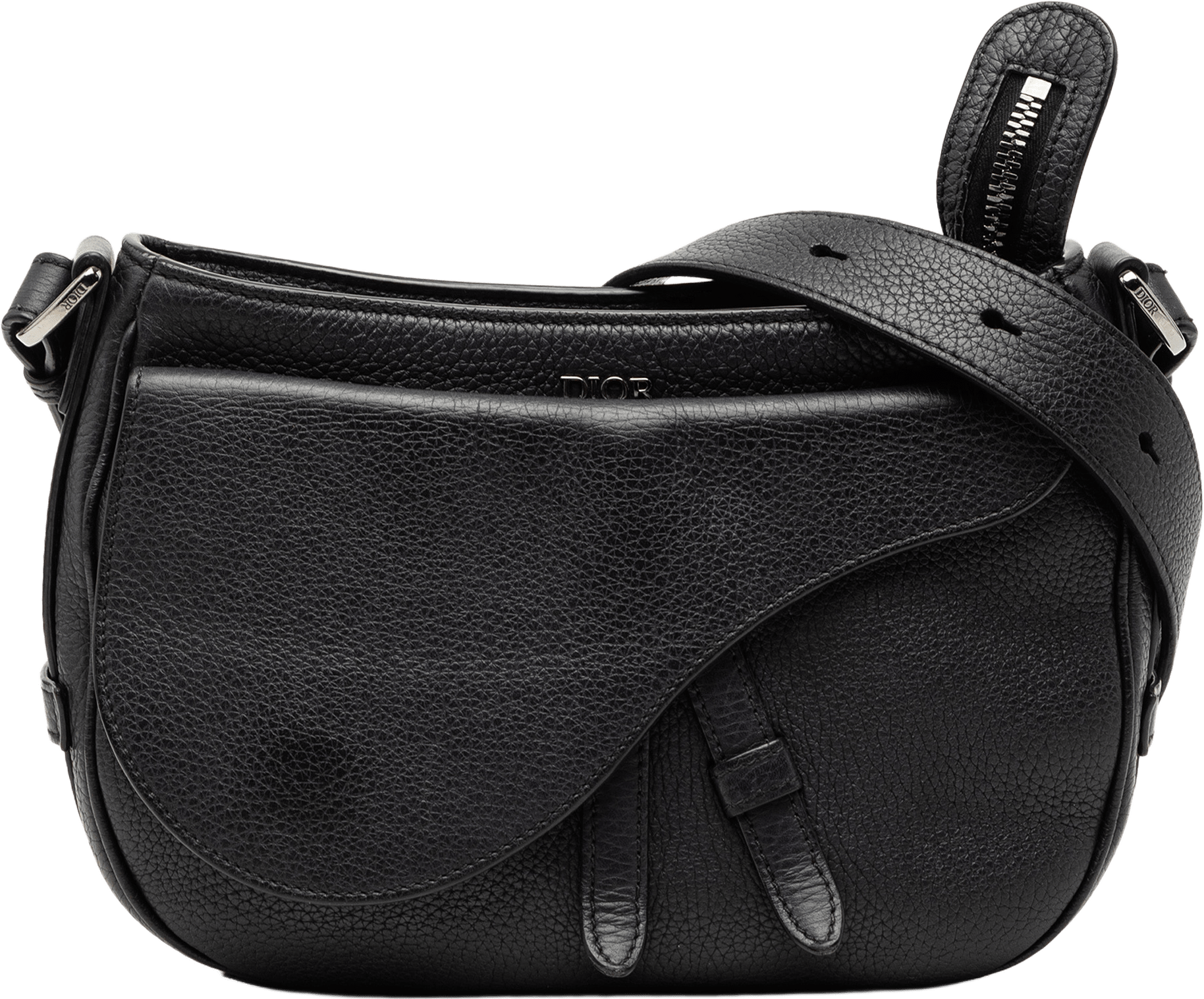 Dior Grained Calfskin Saddle Soft Bag, från Luxclusif, i färgen black.