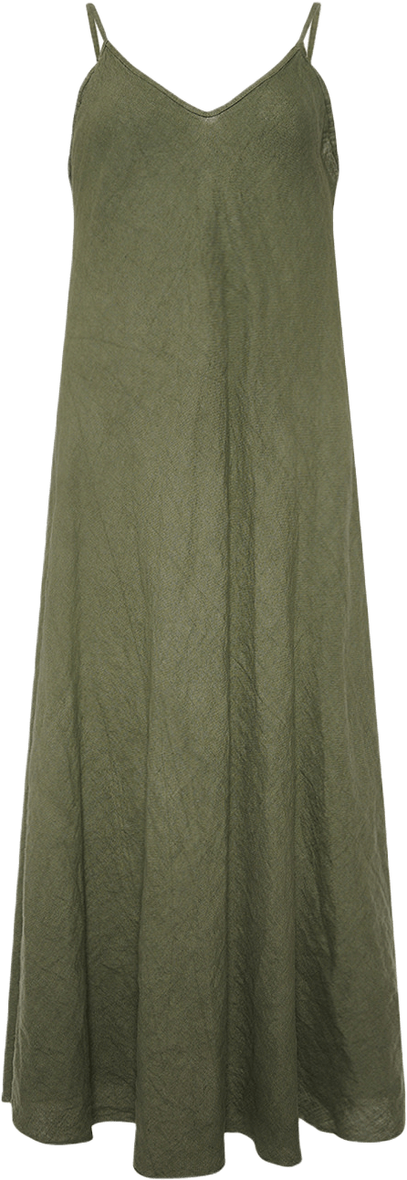 Abbelone, Long Dress, Linen - Army