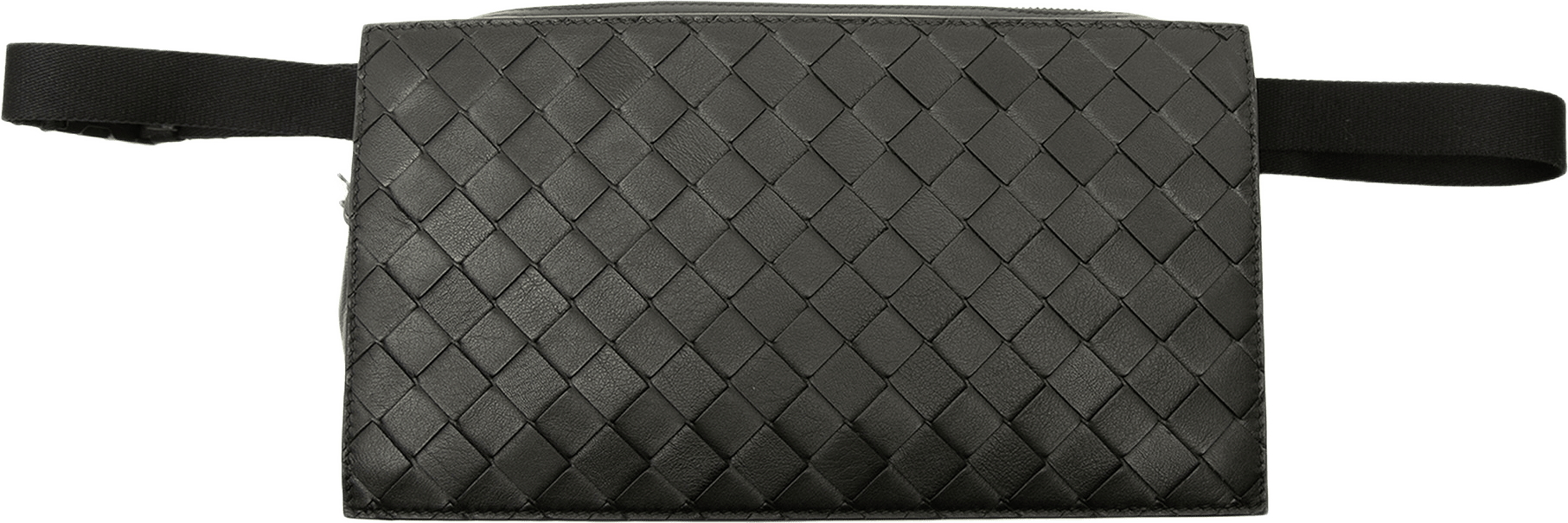 Bottega Veneta Intrecciato Trimmed Nappa Belt Bag, från Luxclusif, i färgen svart.