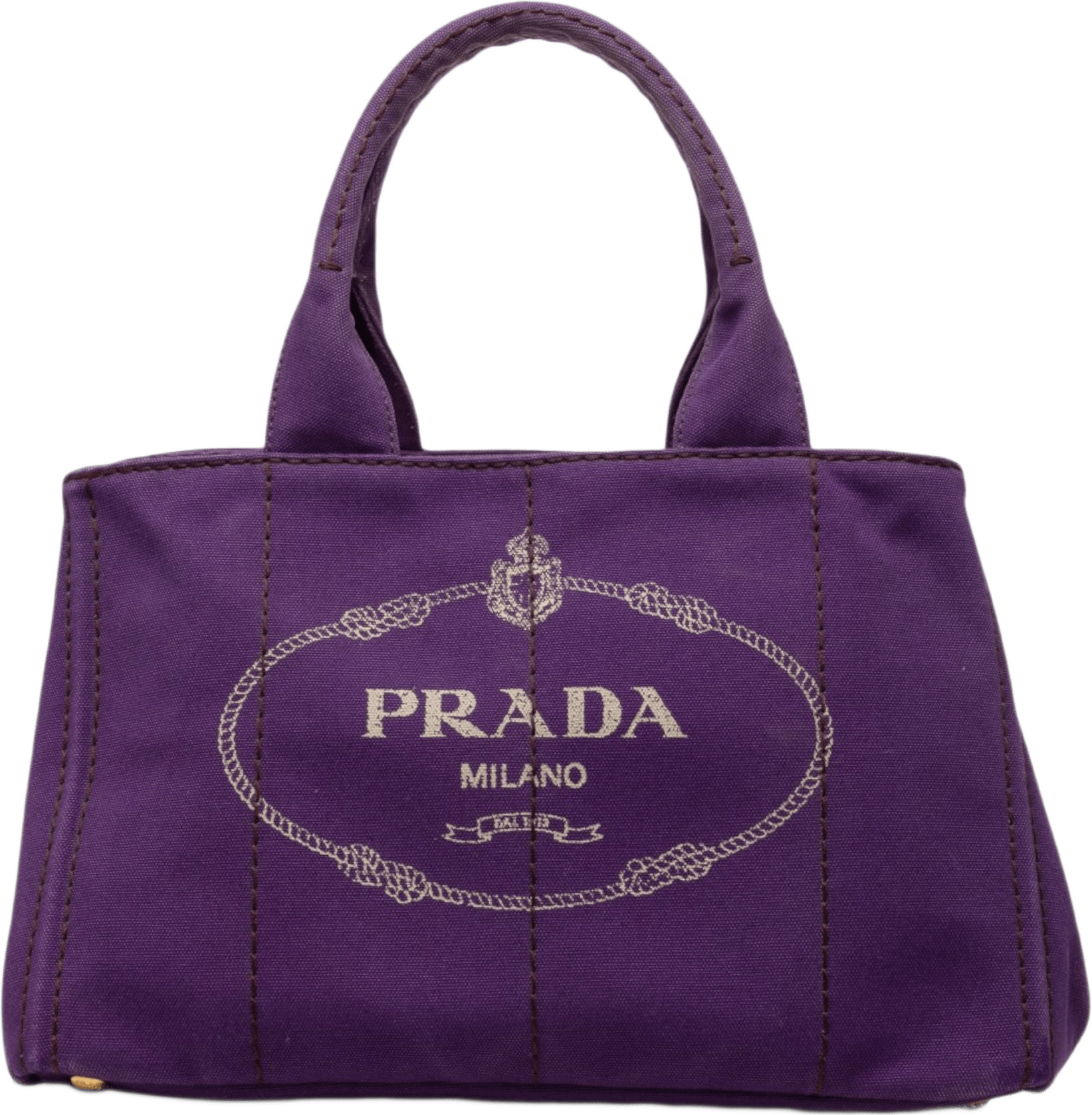 Prada Canvas Canapa Logo Tote, från Luxclusif, i färgen purpur.