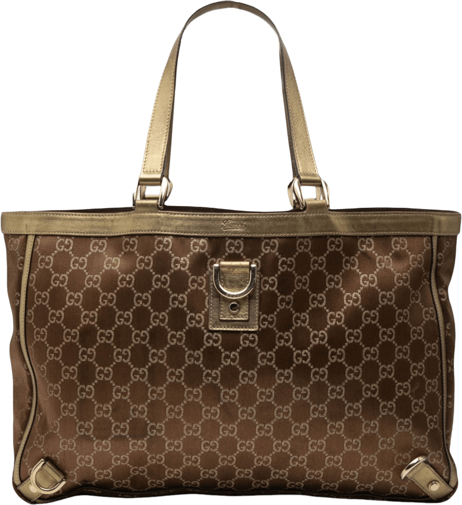 Gucci Gg Satin Abbey D Ring Tote, från Luxclusif, i färgen dark brown.