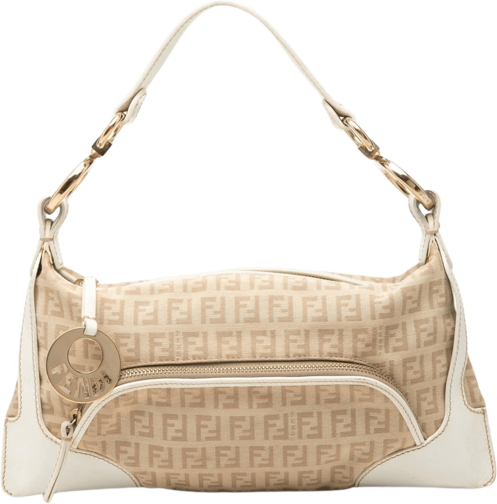 Fendi Zucchino Canvas Chef Pocket Shoulder Bag, från Luxclusif, i färgen vit.