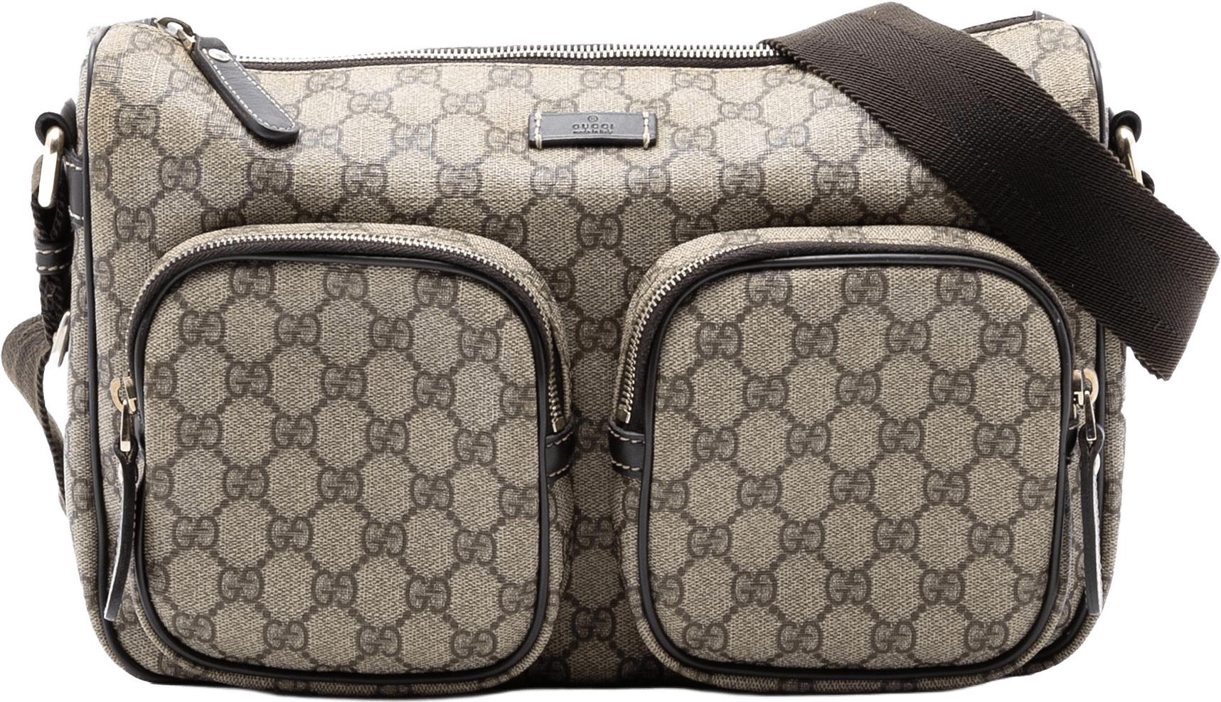 Gucci Gg Supreme Double Pocket Crossbody, från Luxclusif, i färgen beige.