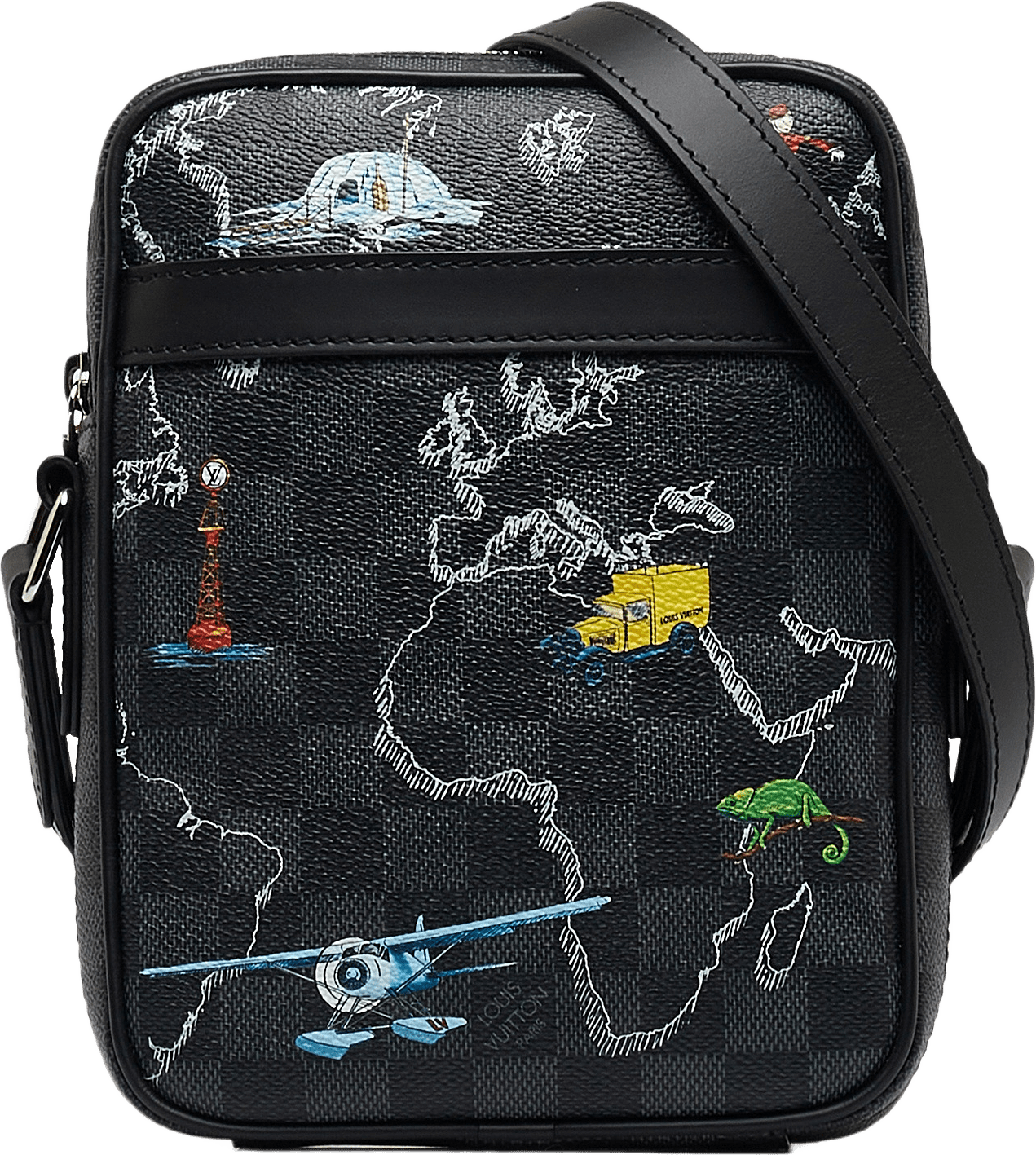 Louis Vuitton Damier Graphite Renaissance Map Danube Slim Pm