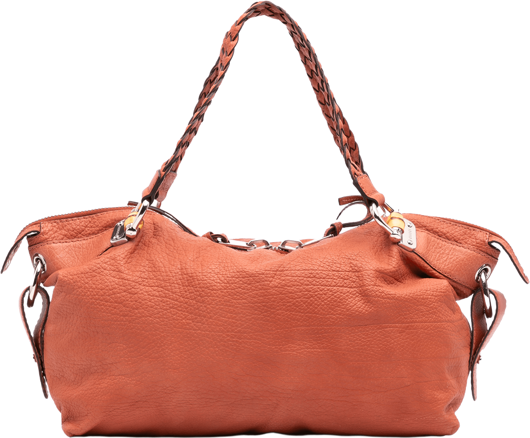 Gucci Medium Leather Bamboo Bar Tote, från Luxclusif, i färgen orange.