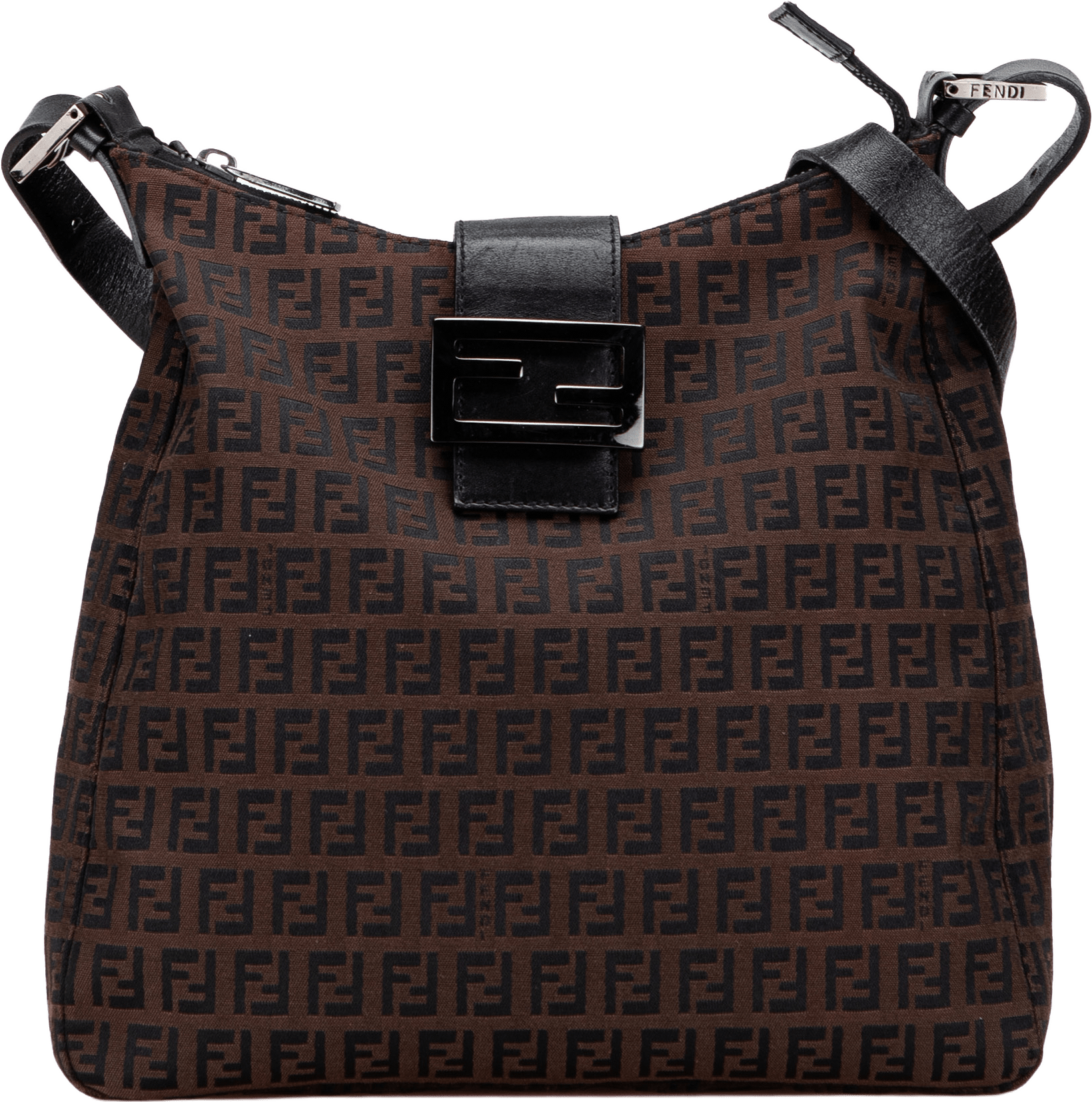 Fendi Zucchino Canvas Shoulder Bag, från Luxclusif, i färgen dark brown.