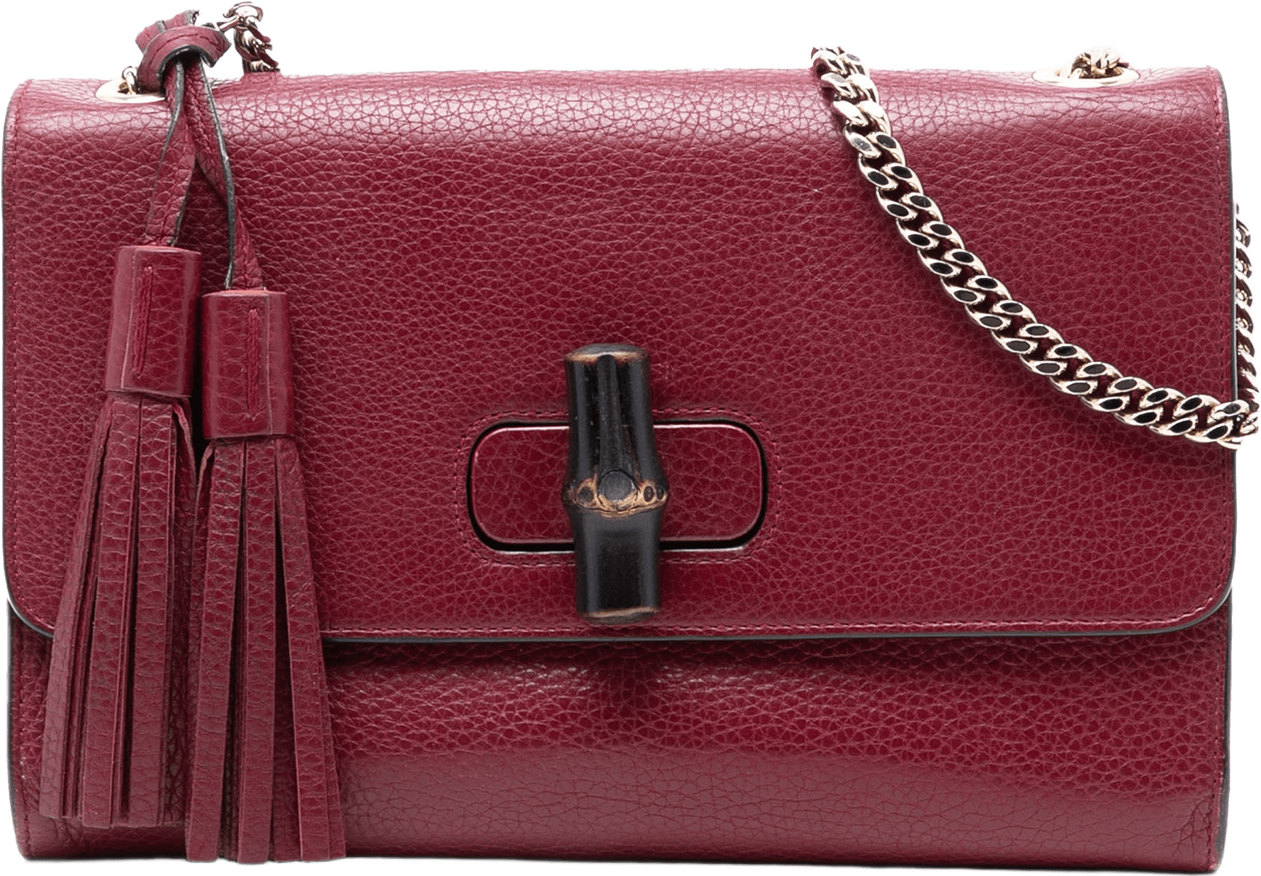 Gucci Medium Leather Miss Bamboo Crossbody, från Luxclusif, i färgen red.